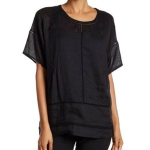 Vince Pintuck Eyelet Ramie Blouse (Medium)